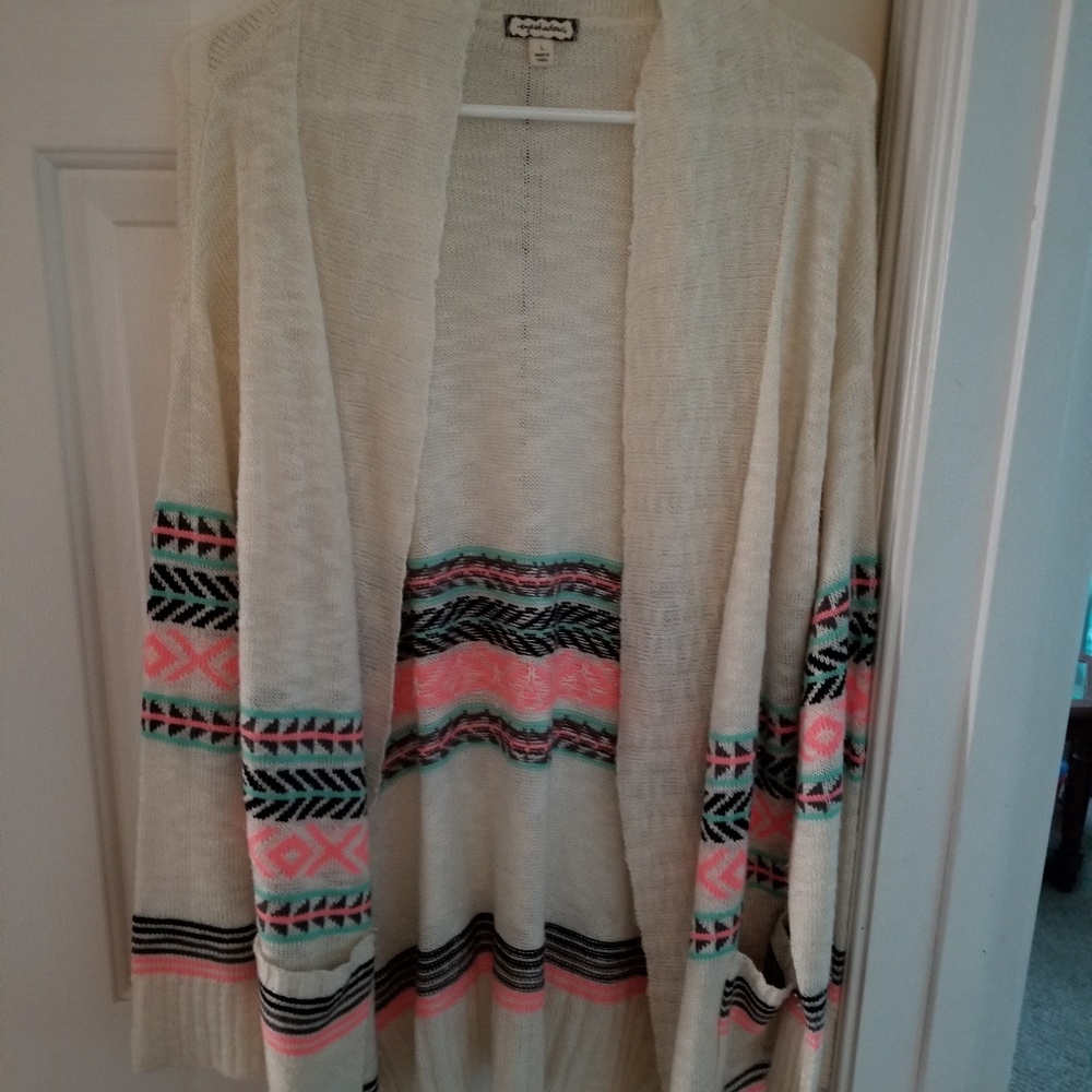 White,pink ,mint color cardigan